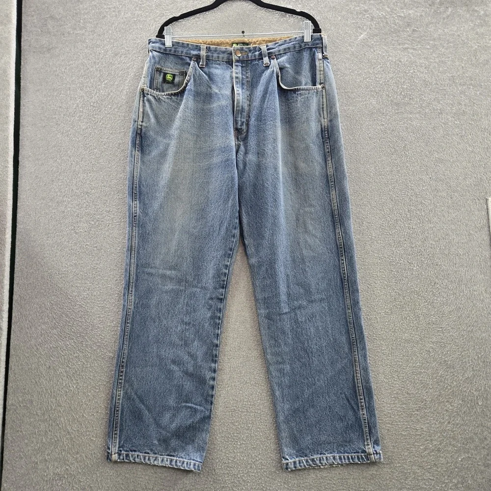 John Deere Men Jeans 36X30 Blue Denim Straight Relaxed 30